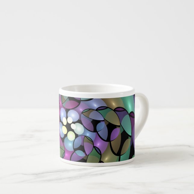 Colorful Movements Abstract Trippy Fractal Art Espresso Cup (Front Right)