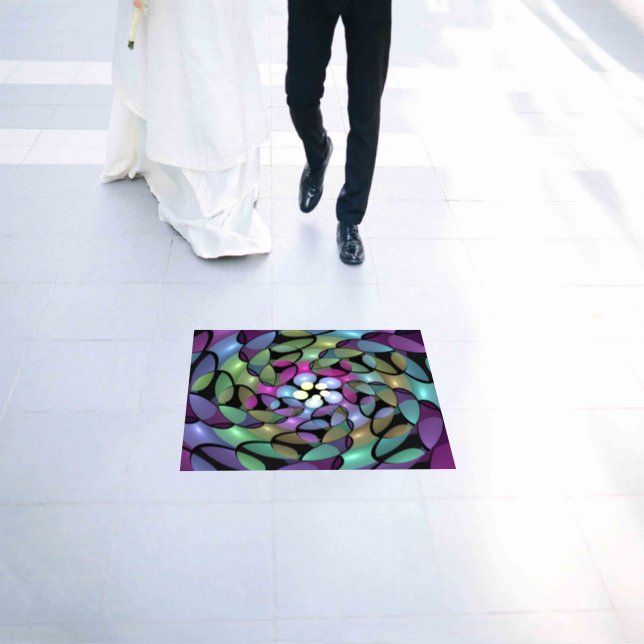 Colorful Movements Abstract Trippy Fractal Art Floor Decals (Wedding)