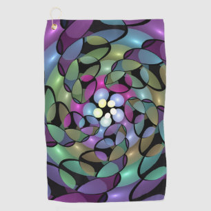 Colorful Movements Abstract Trippy Fractal Art Golf Towel