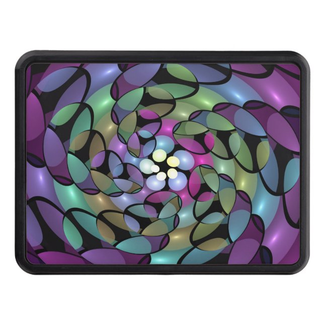 Colorful Movements Abstract Trippy Fractal Art Hitch Cover (Front)