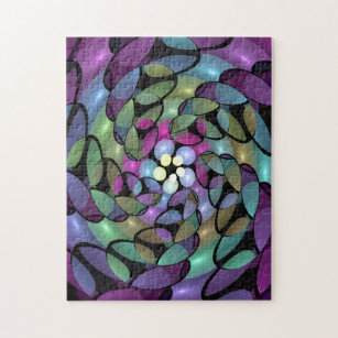 Colorful Movements Abstract Trippy Fractal Art Jigsaw Puzzle