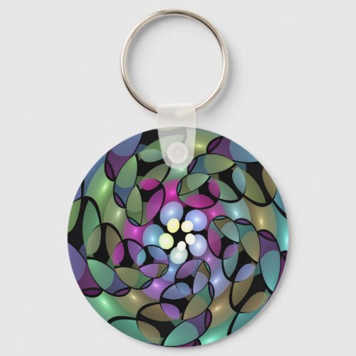 Colorful Movements Abstract Trippy Fractal Art Keychain