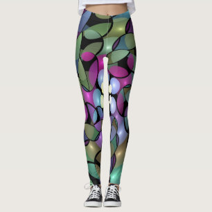 Colorful Movements Abstract Trippy Fractal Art Leggings