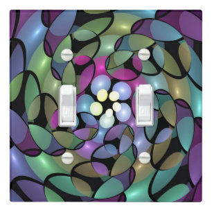 Colorful Movements Abstract Trippy Fractal Art Light Switch Cover
