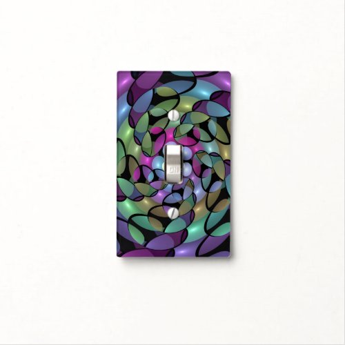 Colorful Movements Abstract Trippy Fractal Art Light Switch Cover
