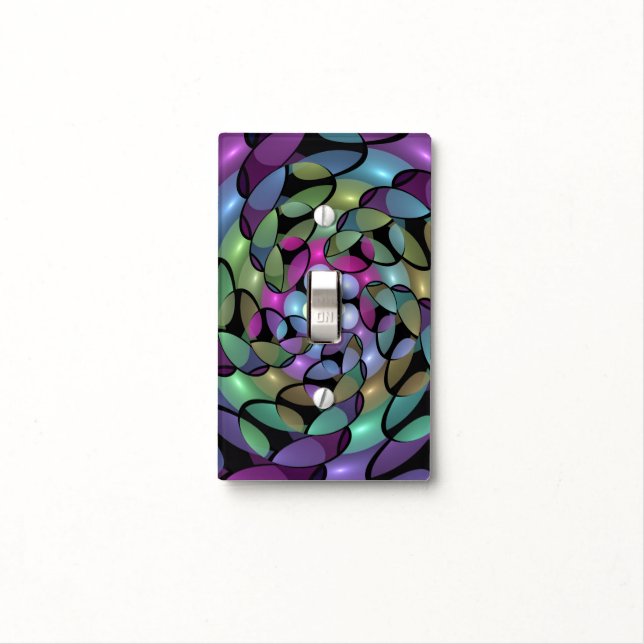 Colorful Movements Abstract Trippy Fractal Art Light Switch Cover (In Situ)