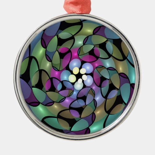 Colorful Movements Abstract Trippy Fractal Art Metal Ornament