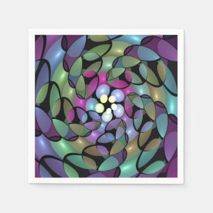 Colorful Movements Abstract Trippy Fractal Art Napkins