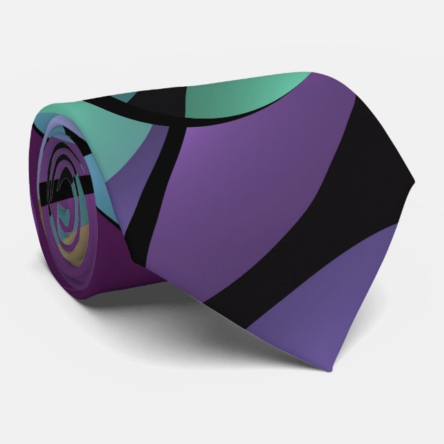 Colorful Movements Abstract Trippy Fractal Art Neck Tie (Rolled)