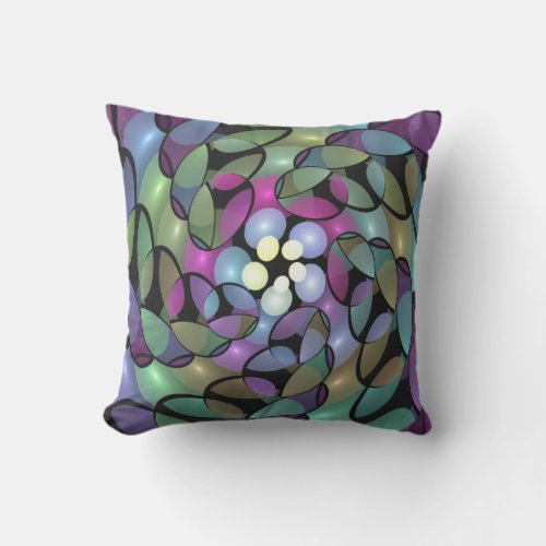 Colorful Movements Abstract Trippy Fractal Art Outdoor Pillow