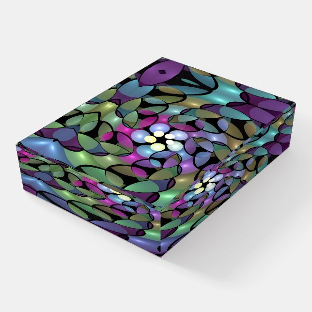 Colorful Movements Abstract Trippy Fractal Art Paperweight (Angled)