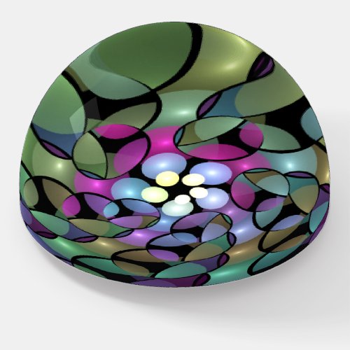 Colorful Movements Abstract Trippy Fractal Art Paperweight