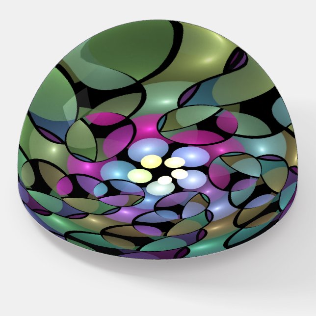 Colorful Movements Abstract Trippy Fractal Art Paperweight (Angled)