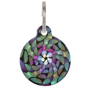 Colorful Movements Abstract Trippy Fractal Art Pet ID Tag