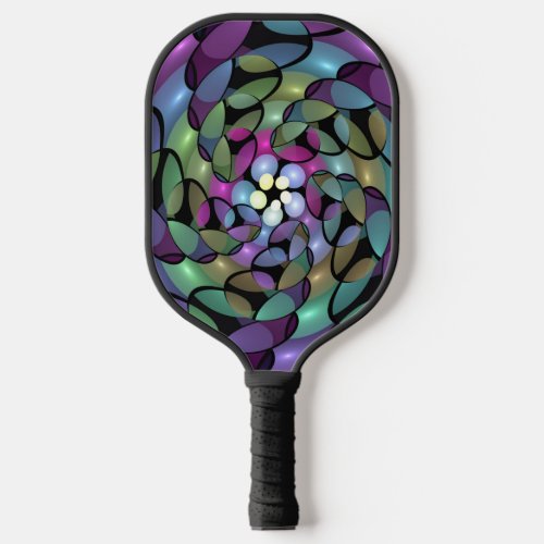Colorful Movements Abstract Trippy Fractal Art Pickleball Paddle
