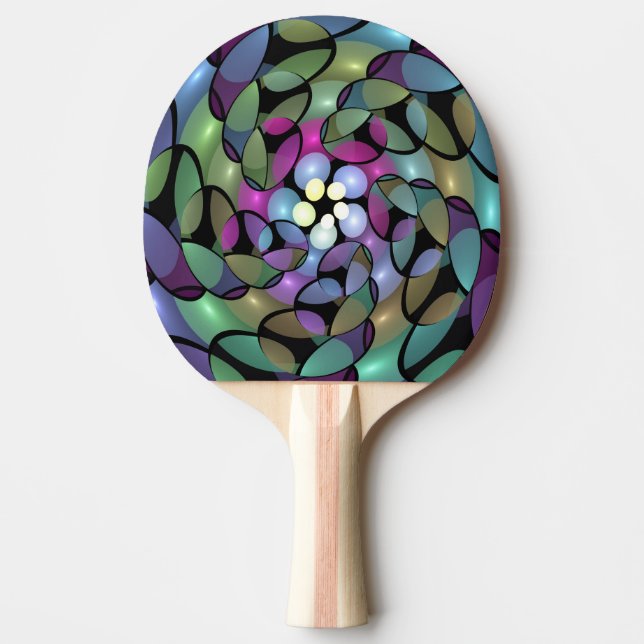 Colorful Movements Abstract Trippy Fractal Art Ping Pong Paddle (Front)