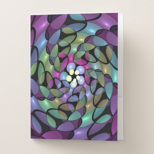 Colorful Movements Abstract Trippy Fractal Art Pocket Folder