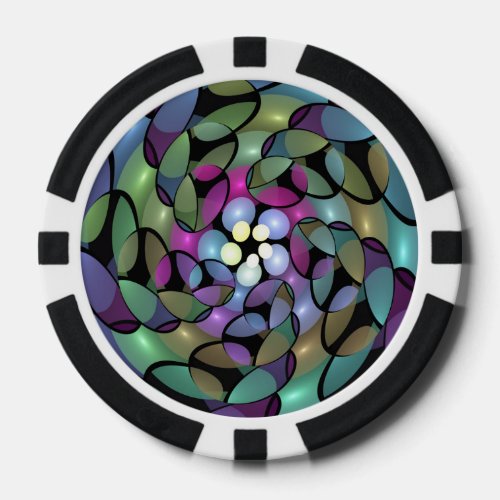 Colorful Movements Abstract Trippy Fractal Art Poker Chips