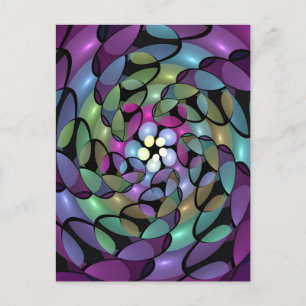 Colorful Movements Abstract Trippy Fractal Art Postcard