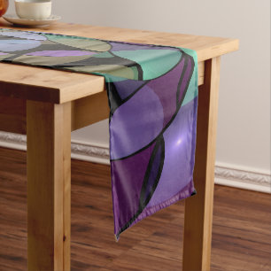 Colorful Movements Abstract Trippy Fractal Art Short Table Runner