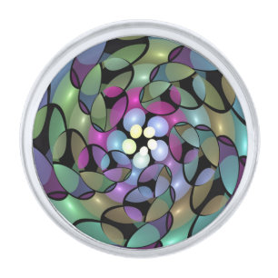 Colorful Movements Abstract Trippy Fractal Art Silver Finish Lapel Pin
