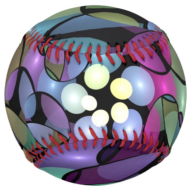 Colorful Movements Abstract Trippy Fractal Art Softball (Front)