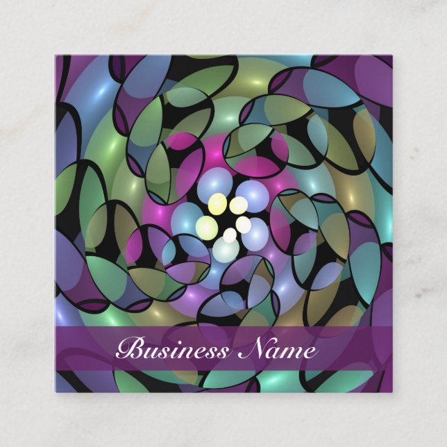 Colorful Movements Abstract Trippy Fractal Art Square Business Card (Front)