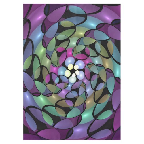 Colorful Movements Abstract Trippy Fractal Art Tablecloth
