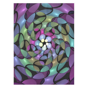 Colorful Movements Abstract Trippy Fractal Art Tablecloth