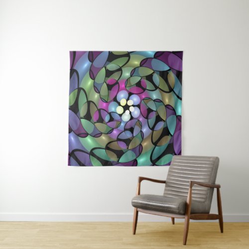 Colorful Movements Abstract Trippy Fractal Art Tapestry