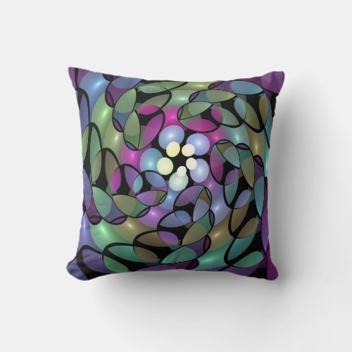 Colorful Movements Abstract Trippy Fractal Art Throw Pillow
