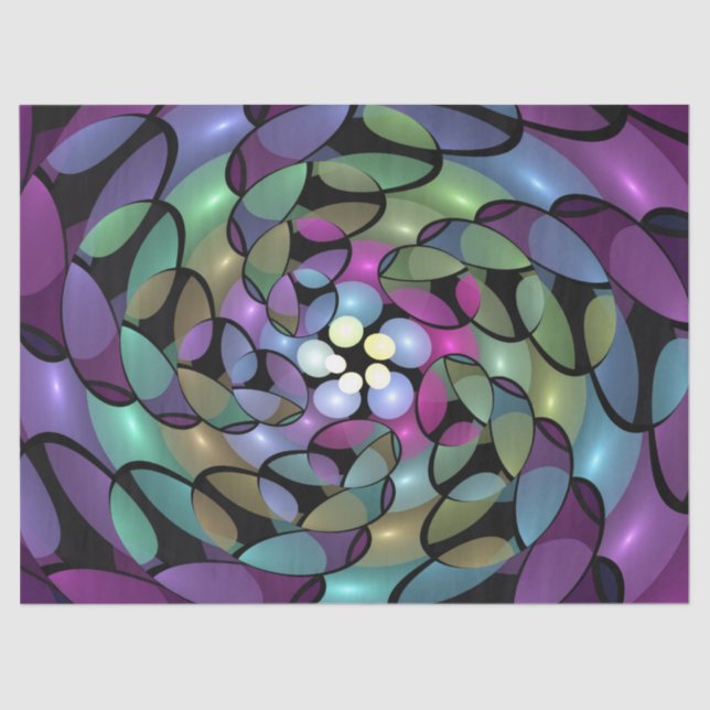Colorful Movements Abstract Trippy Fractal Art Tissue Paper (Front)