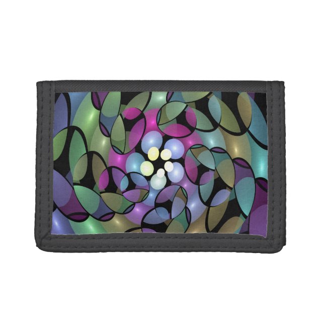 Colorful Movements Abstract Trippy Fractal Art Trifold Wallet (Front)