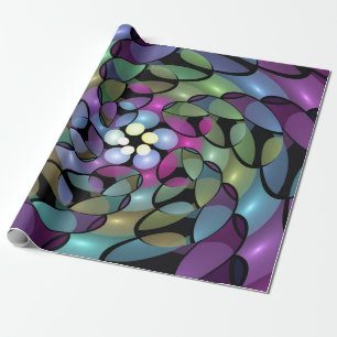 Colorful Movements Abstract Trippy Fractal Art Wrapping Paper