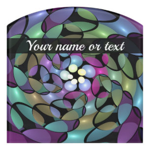 Colorful Movements Abstract Trippy Fractal Name Door Sign