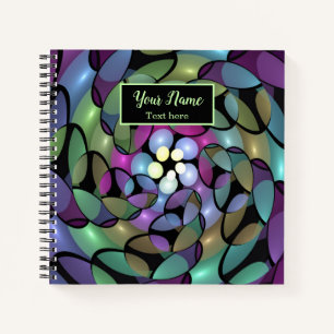 Colorful Movements Abstract Trippy Fractal Name Notebook