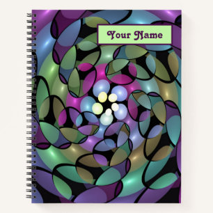 Colorful Movements Abstract Trippy Fractal Name Notebook