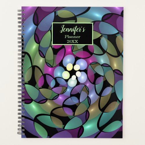 Colorful Movements Abstract Trippy Fractal Name Planner