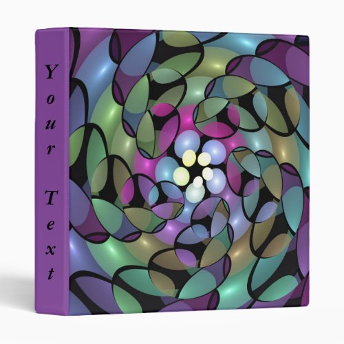 Colorful Movements Abstract Trippy Fractal Text 3 Ring Binder