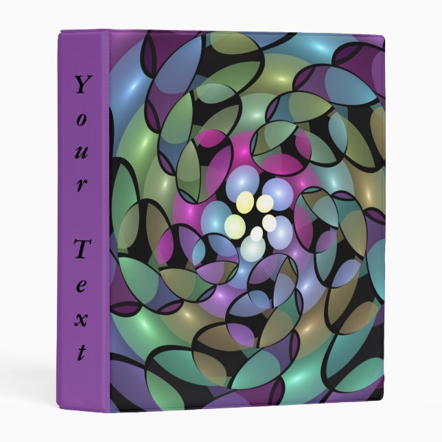Colorful Movements Abstract Trippy Fractal Text Mini Binder (Front/Spine)