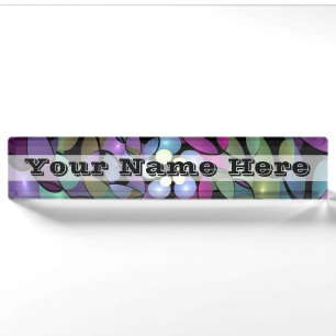 Colorful Movements Abstract Trippy Fractal Title Desk Name Plate
