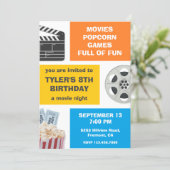 Colorful Movie Night Kids Birthday Party Invite (Standing Front)