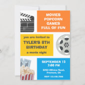 Colorful Movie Night Kids Birthday Party Invite (Front)