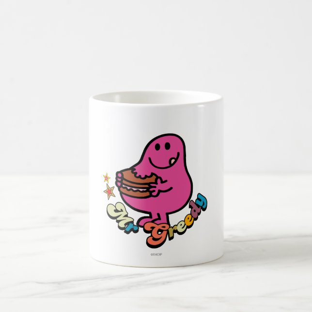 Colorful Mr. Greedy Eating Coffee Mug (Center)
