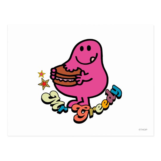 Colorful Mr. Greedy Eating Postcard | Zazzle.com