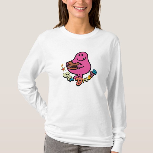 Colorful Mr. Greedy Eating T-Shirt (Front)
