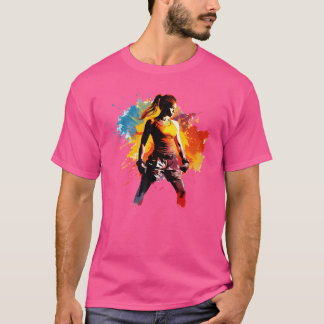 Colorful Muay Thai Fighter Girl On Womens Muay Tha T-Shirt