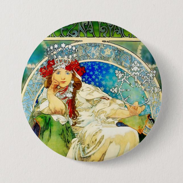 Colorful Mucha Princess Hyacinth Button (Front)