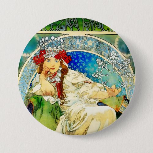 Colorful Mucha Princess Hyacinth Button