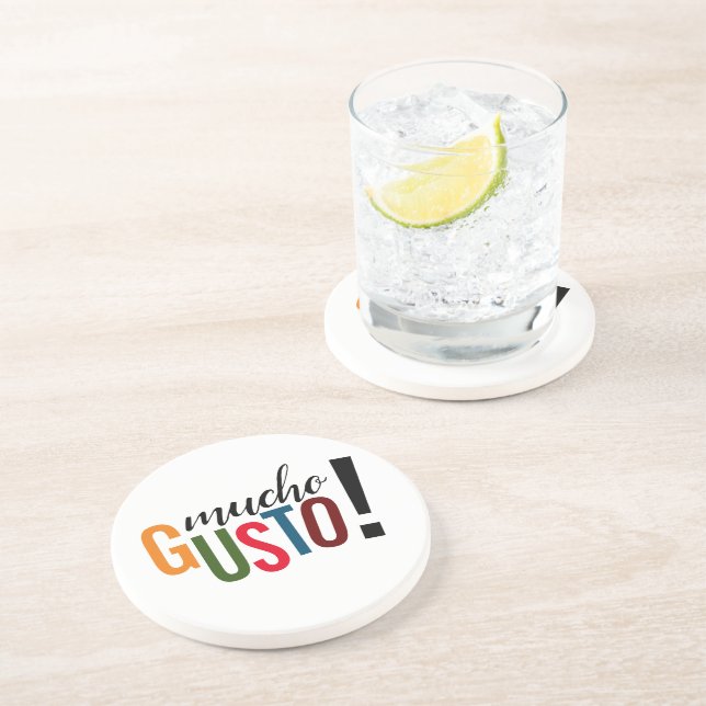 Colorful Mucho Gusto! Pleased to Meet You Coaster (Side)